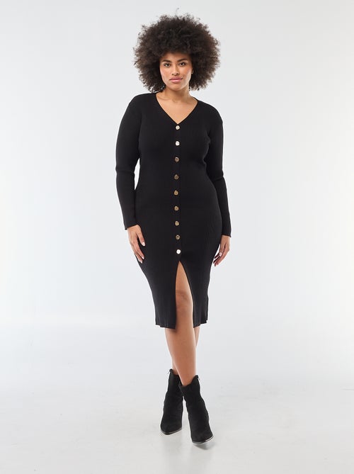 Vestido midi em malha grossa canelada - Kiabi