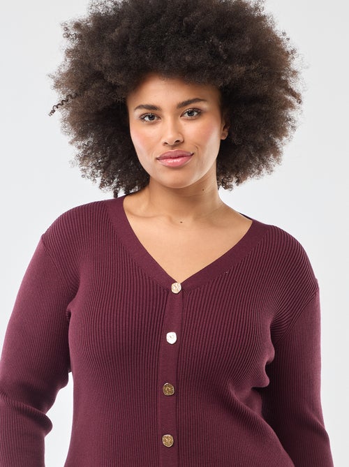 Vestido midi em malha grossa canelada - Kiabi