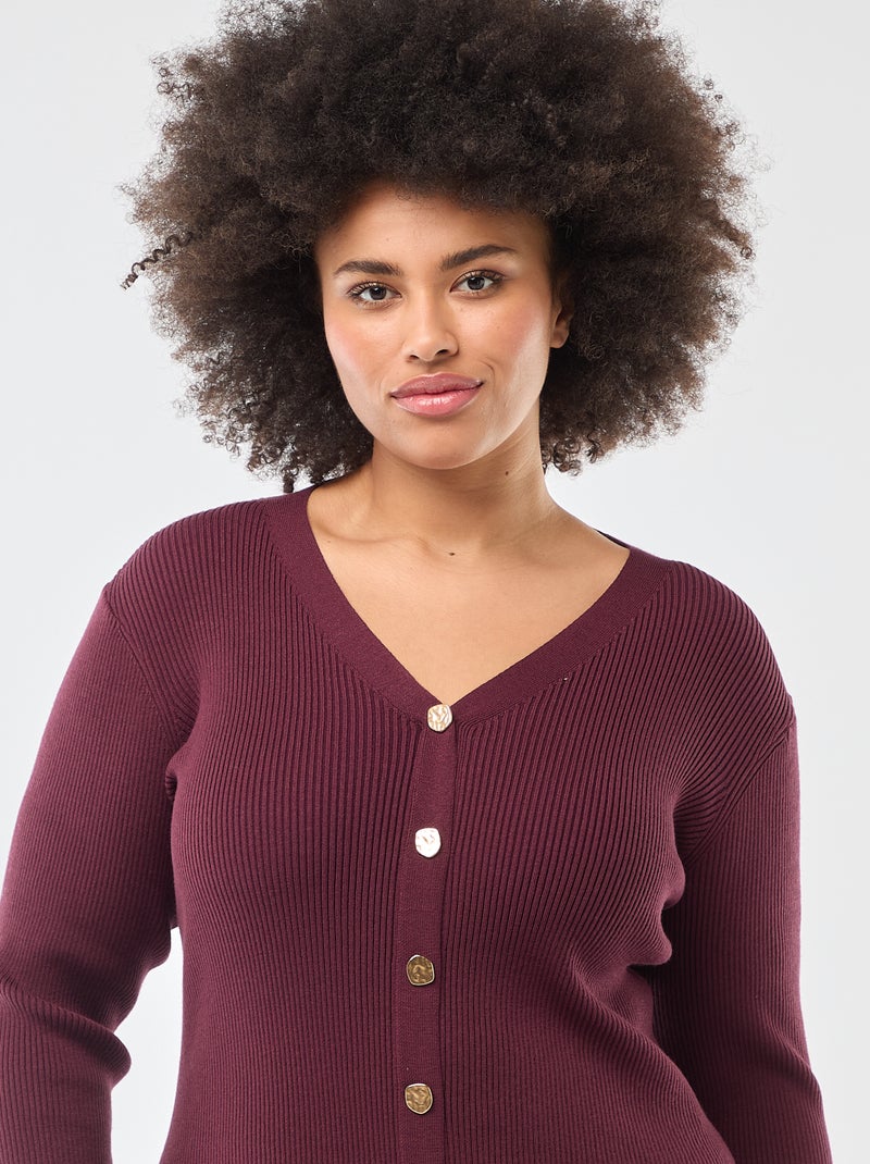Vestido midi em malha grossa canelada Vermelho - Kiabi