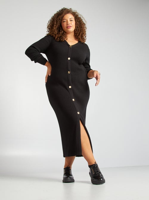 Vestido midi em malha nervurada - Kiabi