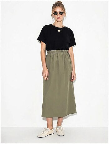 Vestido midi em mistura de algodão lucci