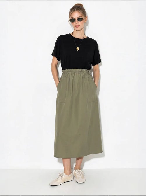 Vestido midi em mistura de algodão lucci - Kiabi Vestido midi em mistura de algodão lucci - Kiabi