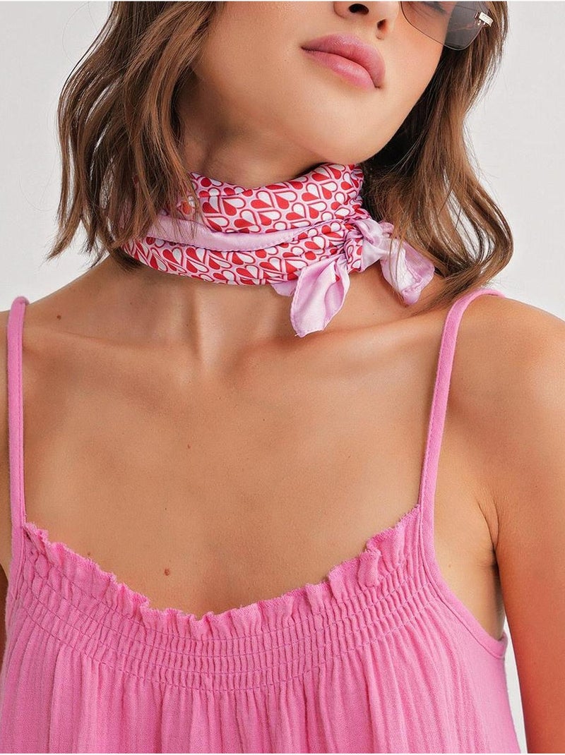 Vestido midi em musselina com detalhe de folhos mixray Rosa-pálido - Kiabi