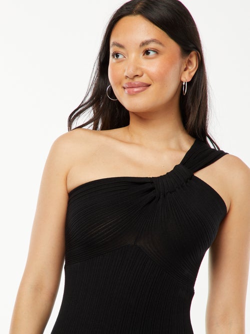 Vestido midi em tricô com alças assimétricas - Kiabi