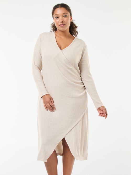 Vestido midi envelope em malha - Kiabi