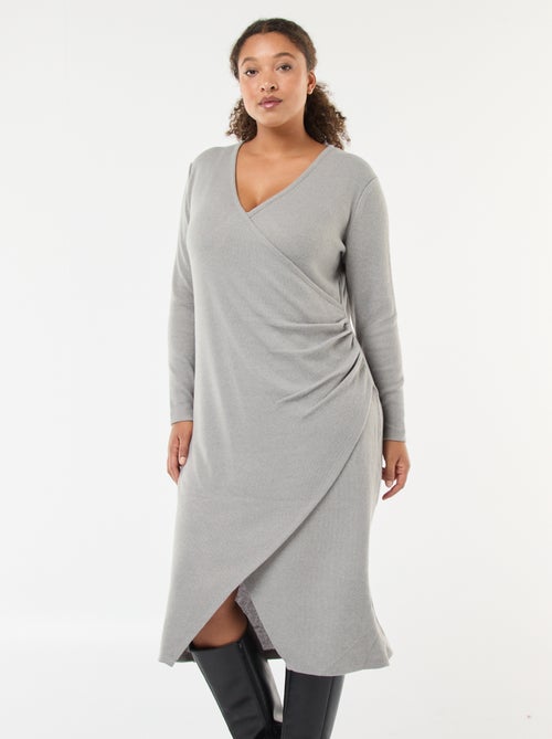 Vestido midi envelope em malha - Kiabi