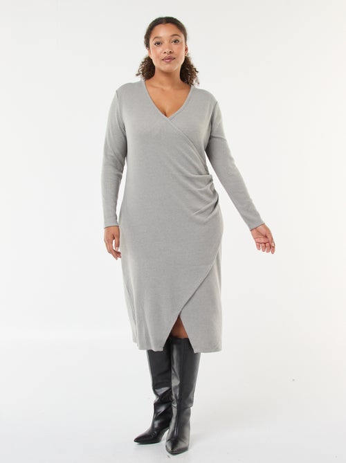 Vestido midi envelope em malha - Kiabi