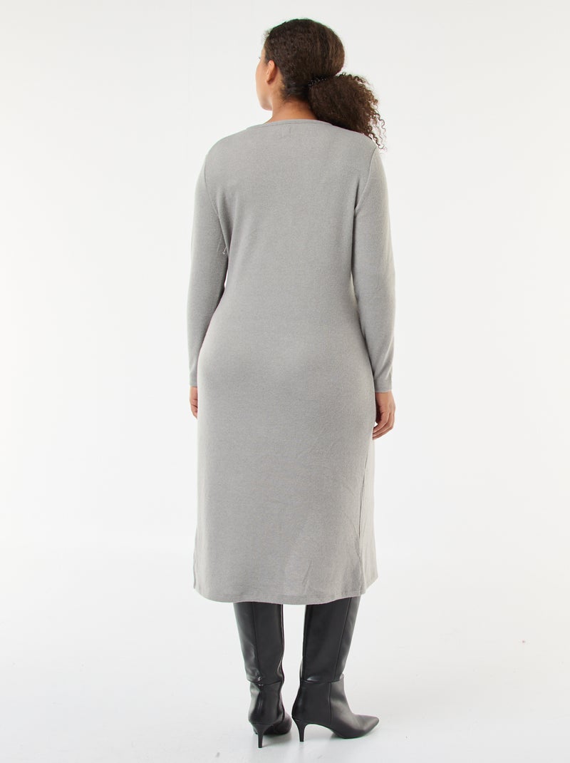 Vestido midi envelope em malha Cinza - Kiabi