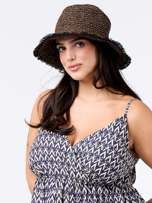 Vestido midi estampado com alças finas ajustáveis - Kiabi