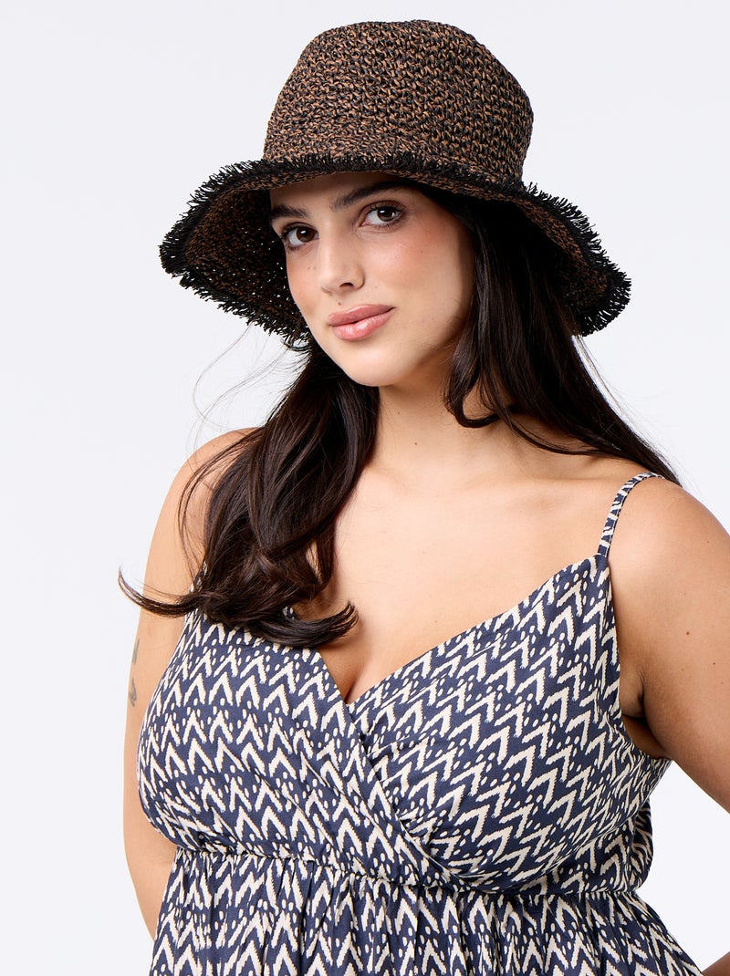 Vestido midi estampado com alças finas ajustáveis Cinza - Kiabi