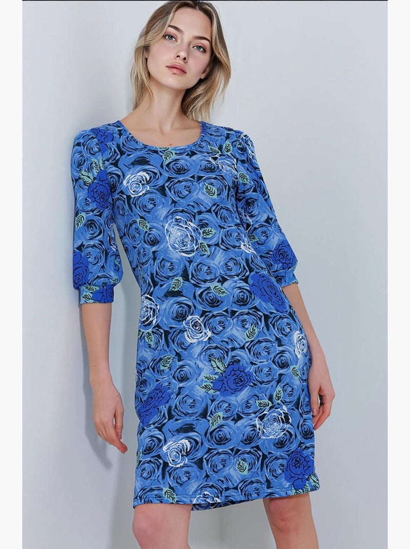 Vestido midi estampado com rosas sálvia bdart Azul claro - Kiabi