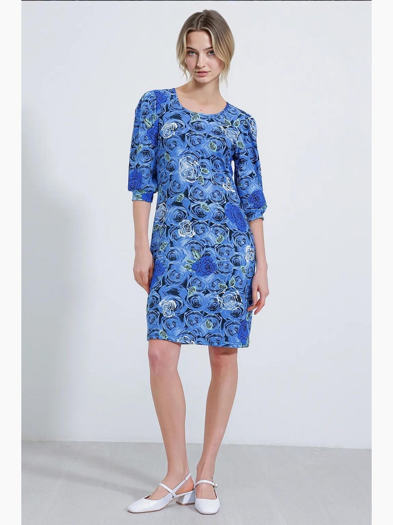 Vestido midi estampado com rosas sálvia bdart Azul claro - Kiabi