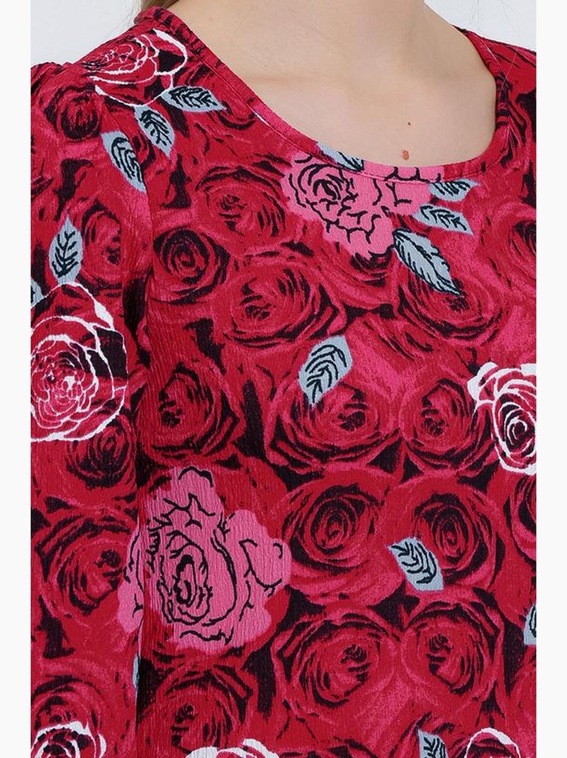 Vestido midi estampado com rosas sálvia bdart Vermelho bordô - Kiabi