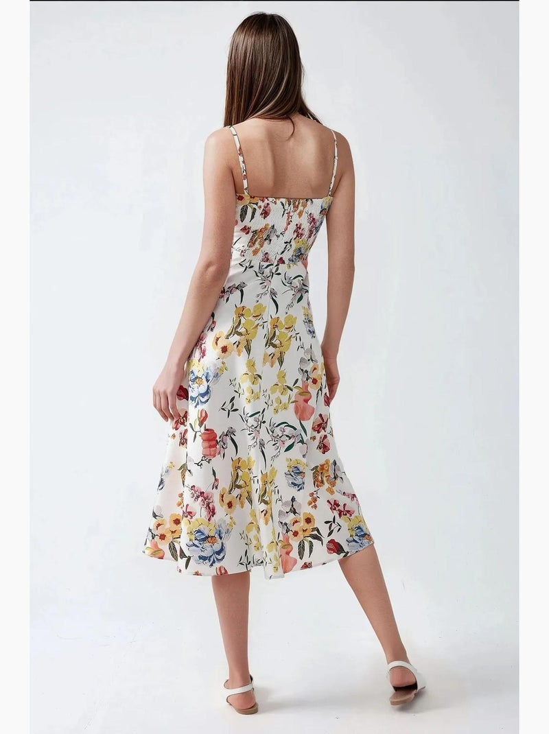 Vestido midi estampado hiccup Branco - Kiabi