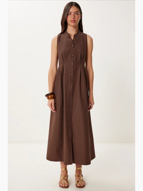 Vestido midi evasé sem mangas com gola mandarim istanbul - Kiabi Vestido midi evasé sem mangas com gola mandarim istanbul - Kiabi