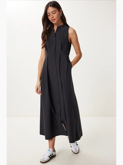 Vestido midi evasé sem mangas com gola mandarim istanbul - Kiabi Vestido midi evasé sem mangas com gola mandarim istanbul - Kiabi
