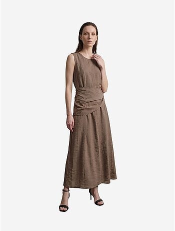 Vestido midi evasê sem mangas my fashion