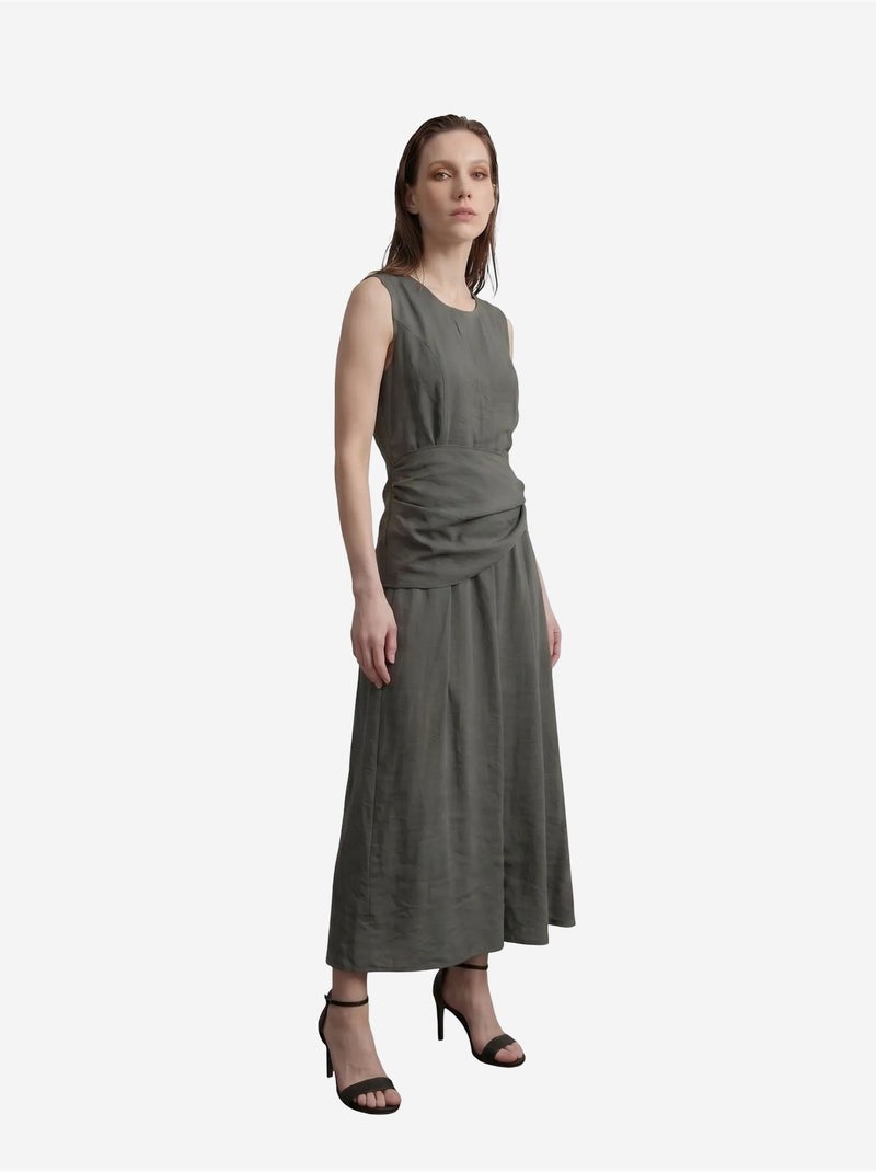 Vestido midi evasê sem mangas my fashion Verde cáqui - Kiabi
