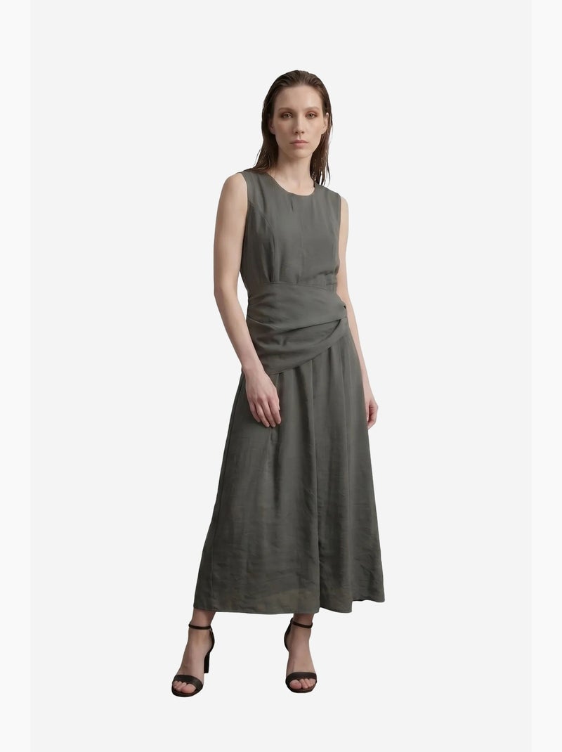 Vestido midi evasê sem mangas my fashion Verde cáqui - Kiabi