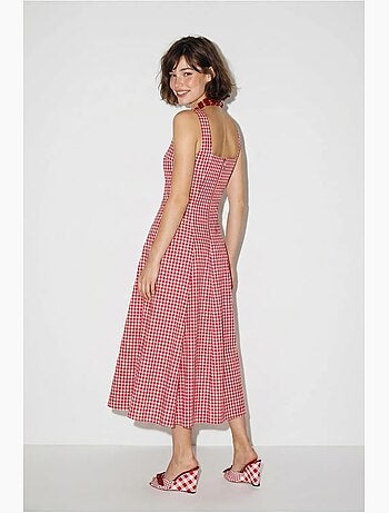 Vestido midi evasê xadrez lucci