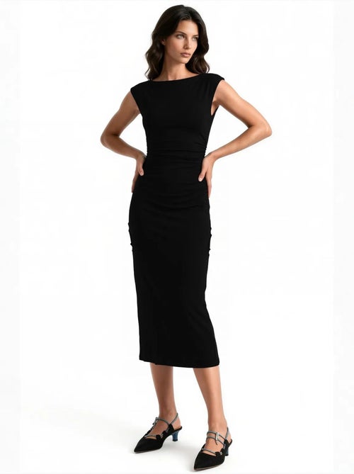 Vestido midi feminino de poliamida e elastano busem - Kiabi Vestido midi feminino de poliamida e elastano busem - Kiabi