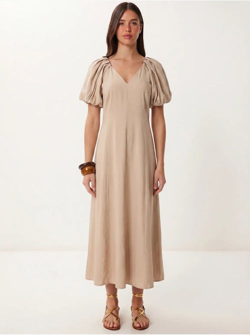 Vestido midi feminino em linha a com decote em v istanbul - Kiabi Vestido midi feminino em linha a com decote em v istanbul - Kiabi