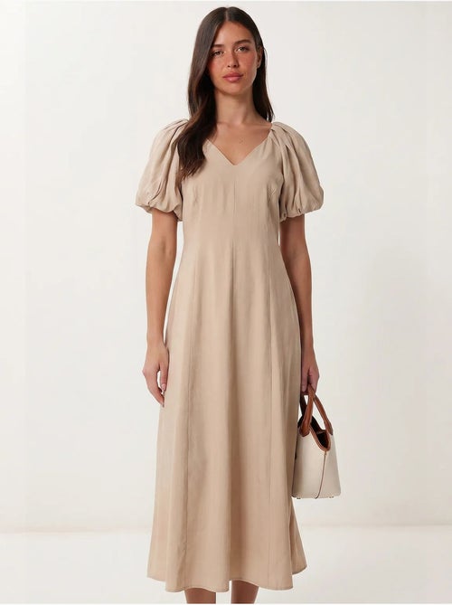 Vestido midi feminino em linha a com decote em v istanbul - Kiabi Vestido midi feminino em linha a com decote em v istanbul - Kiabi
