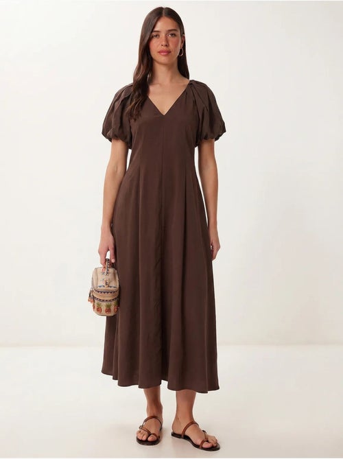 Vestido midi feminino em linha a com decote em v istanbul - Kiabi Vestido midi feminino em linha a com decote em v istanbul - Kiabi