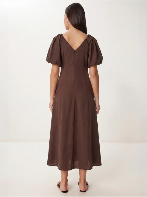 Vestido midi feminino em linha a com decote em v istanbul - Kiabi Vestido midi feminino em linha a com decote em v istanbul - Kiabi