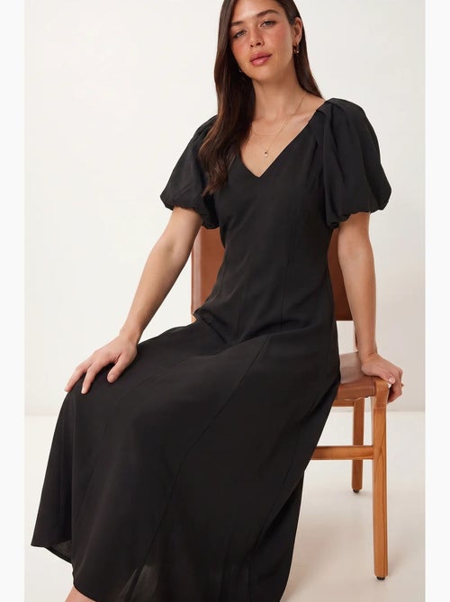 Vestido midi feminino em linha a com decote em v istanbul - Kiabi Vestido midi feminino em linha a com decote em v istanbul - Kiabi