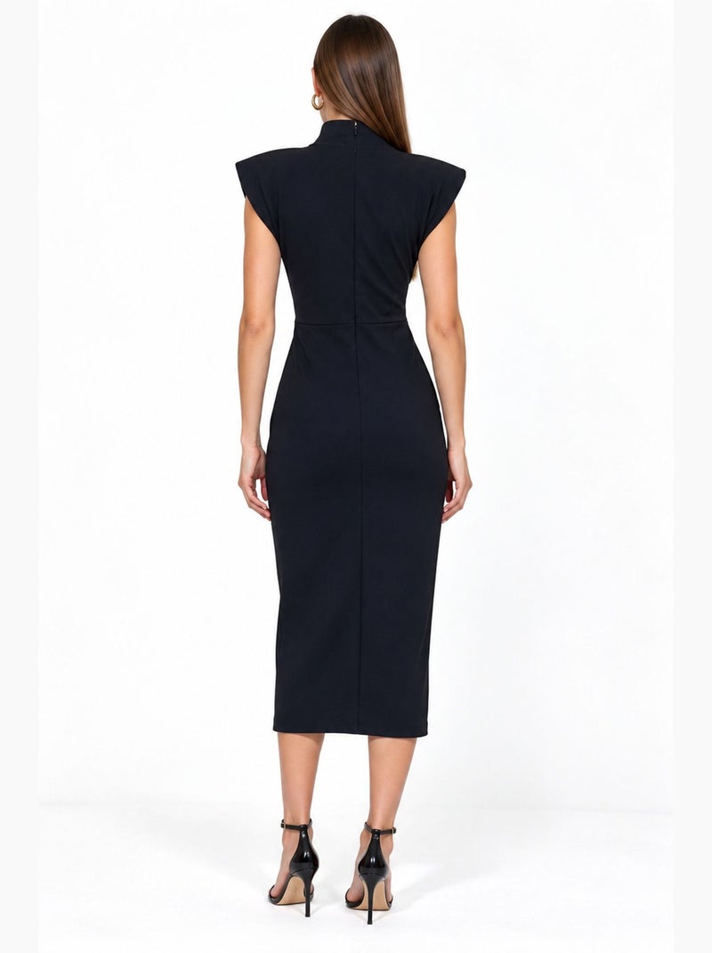 Vestido midi feminino em poliéster-elastano busem Azul-marinho - Kiabi