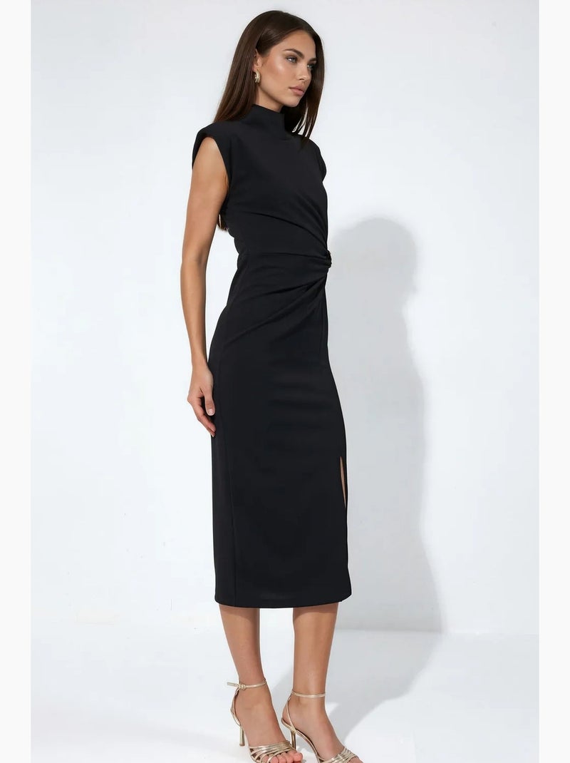 Vestido midi feminino em poliéster-elastano busem Preto - Kiabi