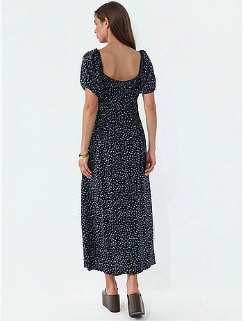 Vestido midi feminino em popelina de viscose busem