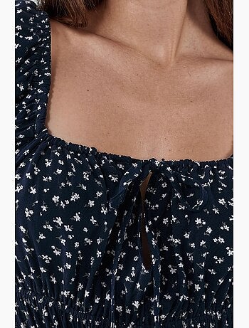 Vestido midi feminino em popelina de viscose busem