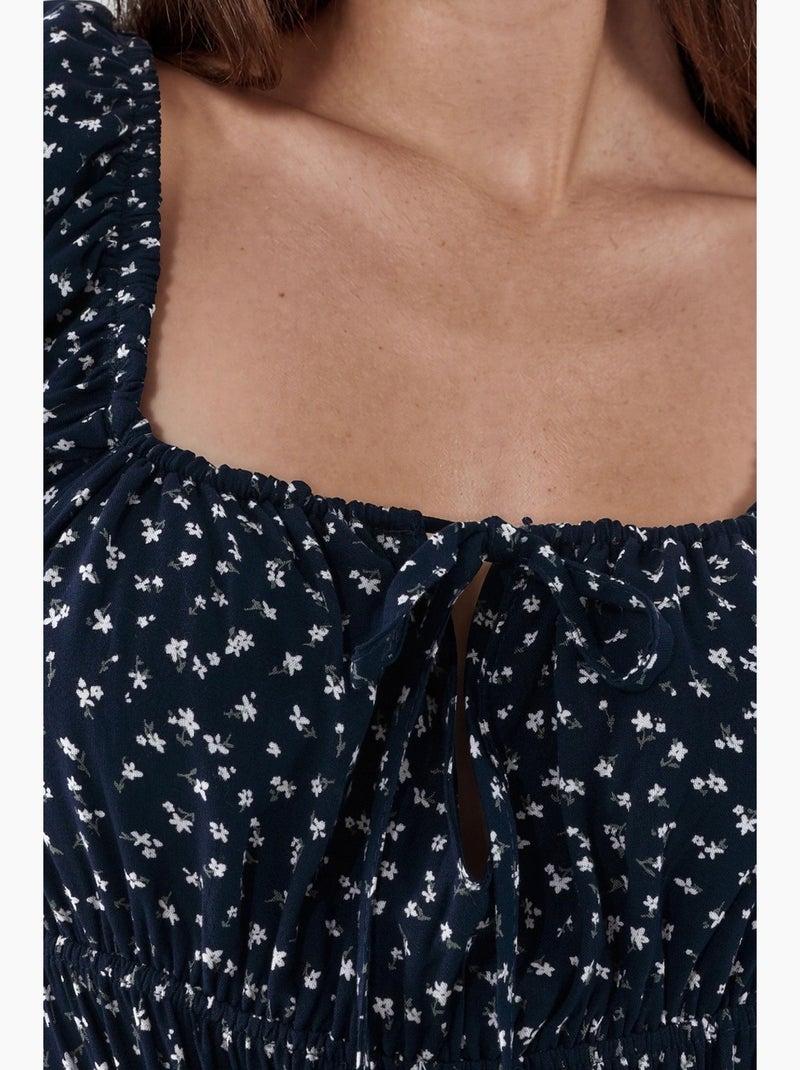 Vestido midi feminino em popelina de viscose busem Preto - Kiabi
