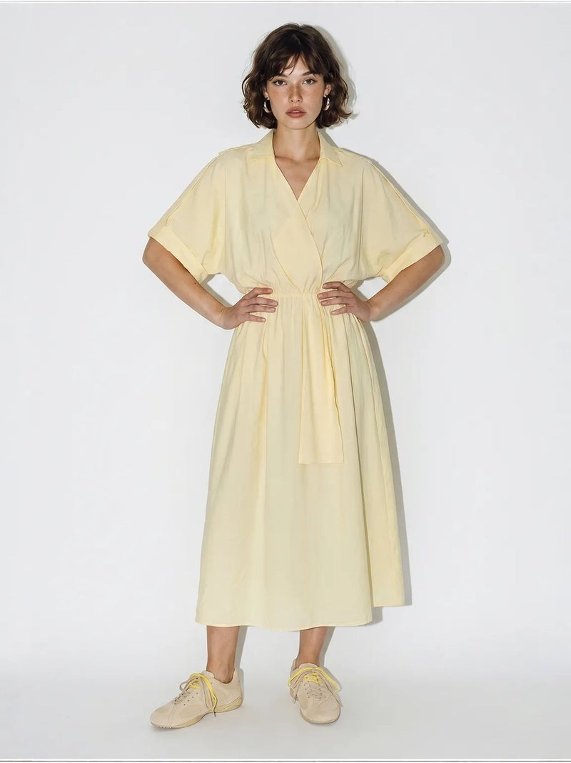 Vestido midi feminino lucci Amarelo-limão - Kiabi
