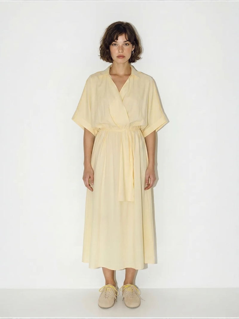 Vestido midi feminino lucci Amarelo-limão - Kiabi