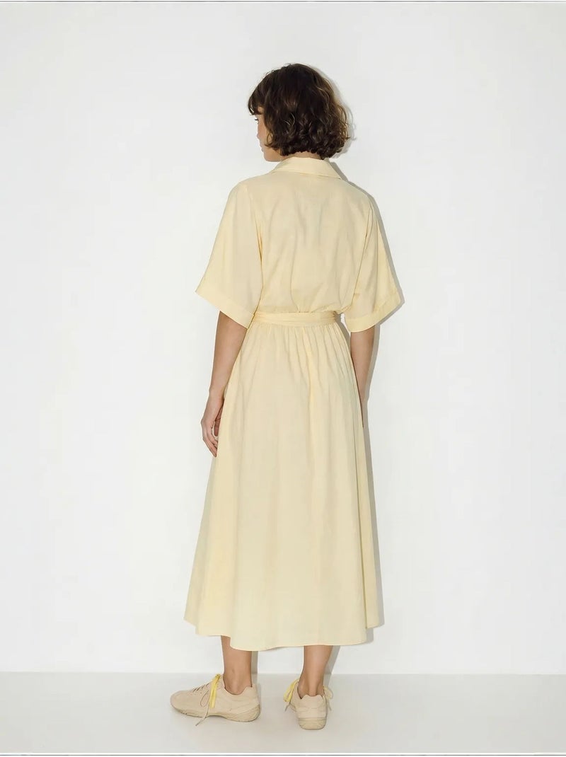 Vestido midi feminino lucci Amarelo-limão - Kiabi