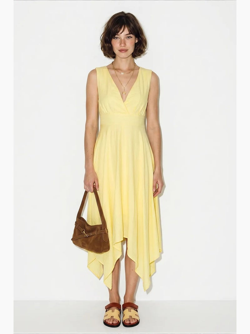 Vestido midi feminino lucci Amarelo-limão - Kiabi