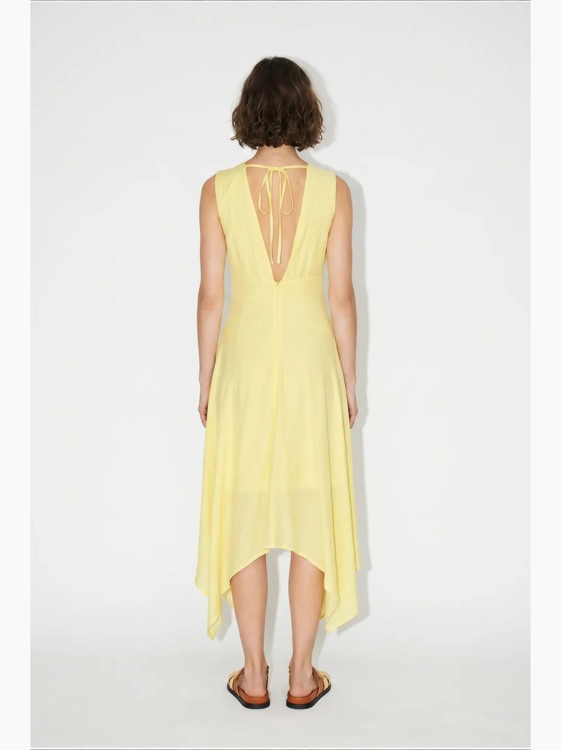 Vestido midi feminino lucci Amarelo-limão - Kiabi