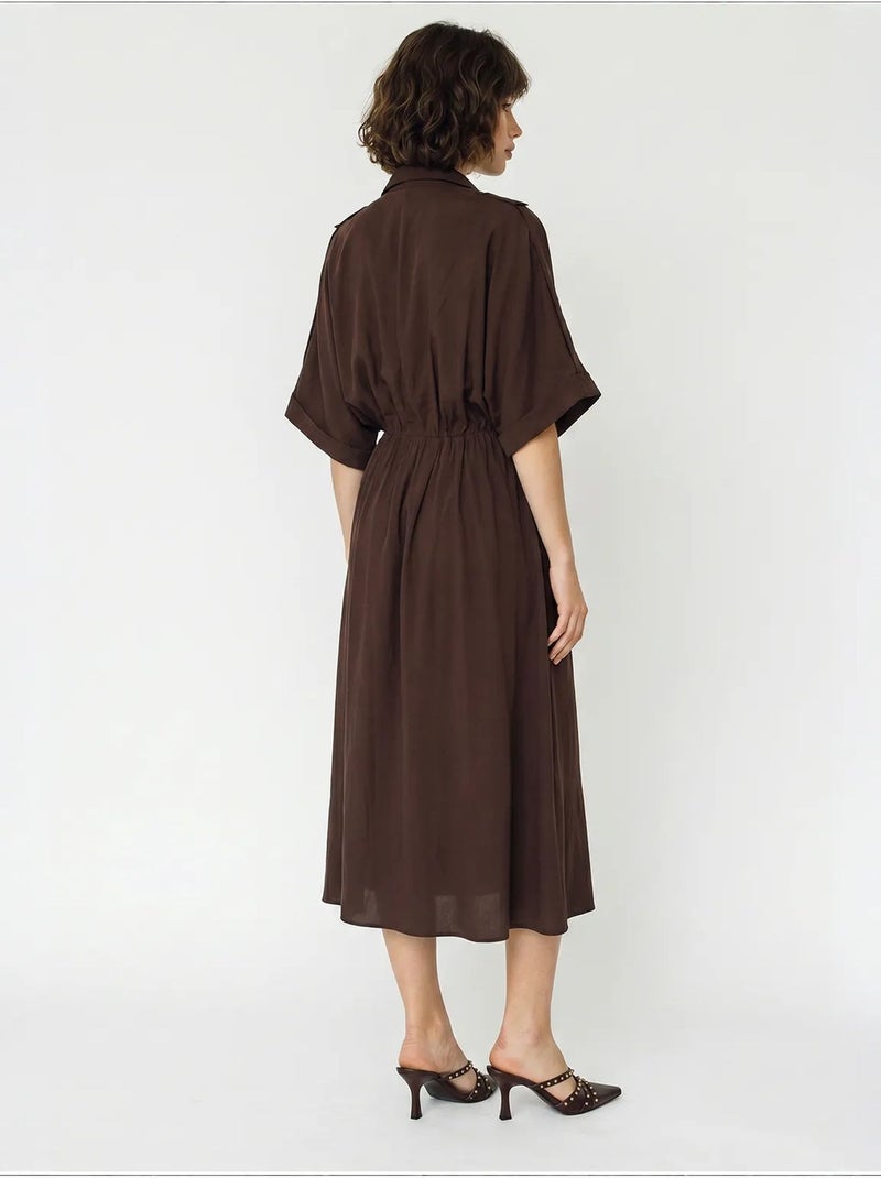 Vestido midi feminino lucci Castanho - Kiabi