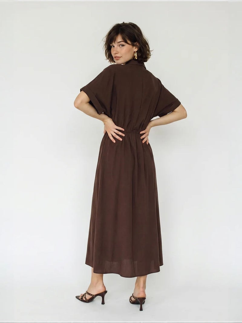 Vestido midi feminino lucci Castanho - Kiabi