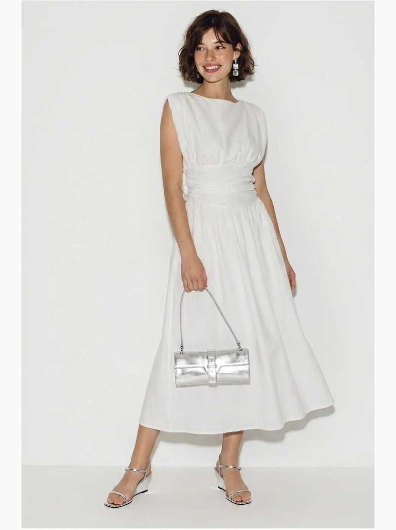 Vestido midi feminino sem mangas em linha a lucci Branco - Kiabi
