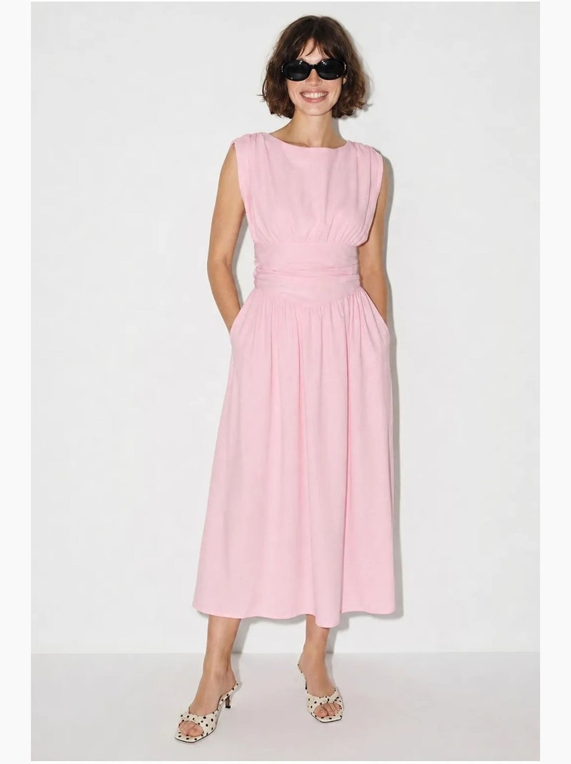 Vestido midi feminino sem mangas em linha a lucci Rosa doce - Kiabi