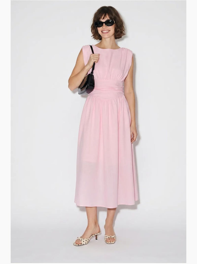 Vestido midi feminino sem mangas em linha a lucci Rosa doce - Kiabi