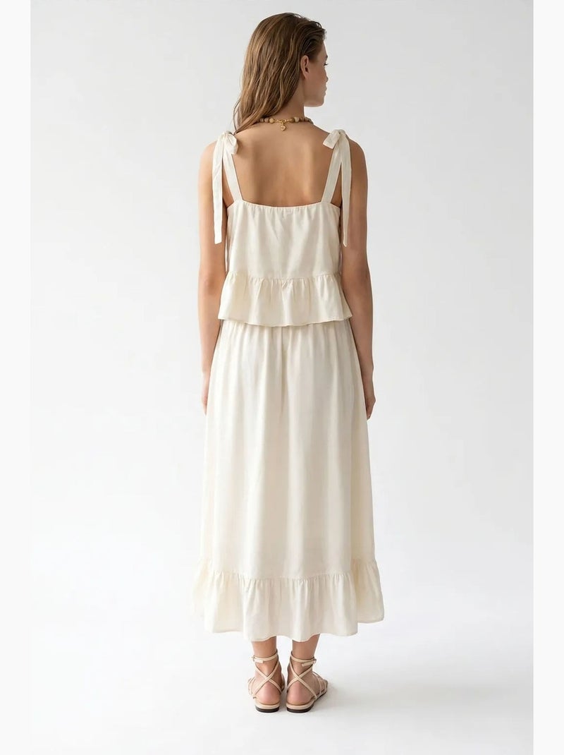 Vestido midi feminino sem mangas em linha a mixray Creme - Kiabi