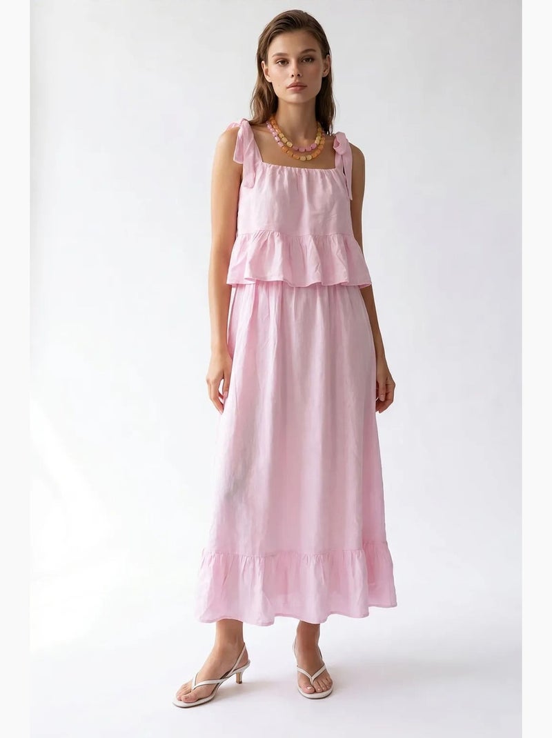 Vestido midi feminino sem mangas em linha a mixray Rosa-claro - Kiabi