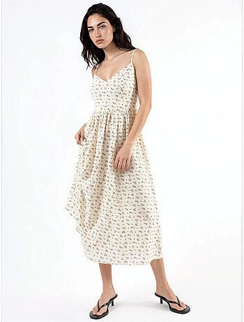 Vestido midi floral com alças hiccup