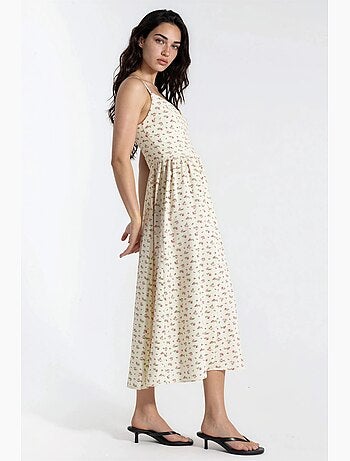 Vestido midi floral com alças hiccup