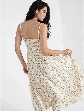 Vestido midi floral com alças hiccup